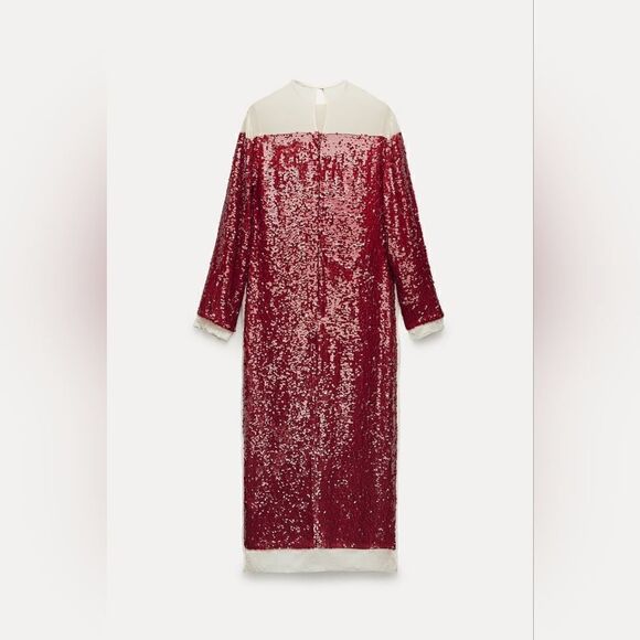 Zara Runs bigLimited EDITION- BLOGGER'S FAVE! SEQUIN CHIFFON DRESS ZW COLLECTION - Picture 9 of 16